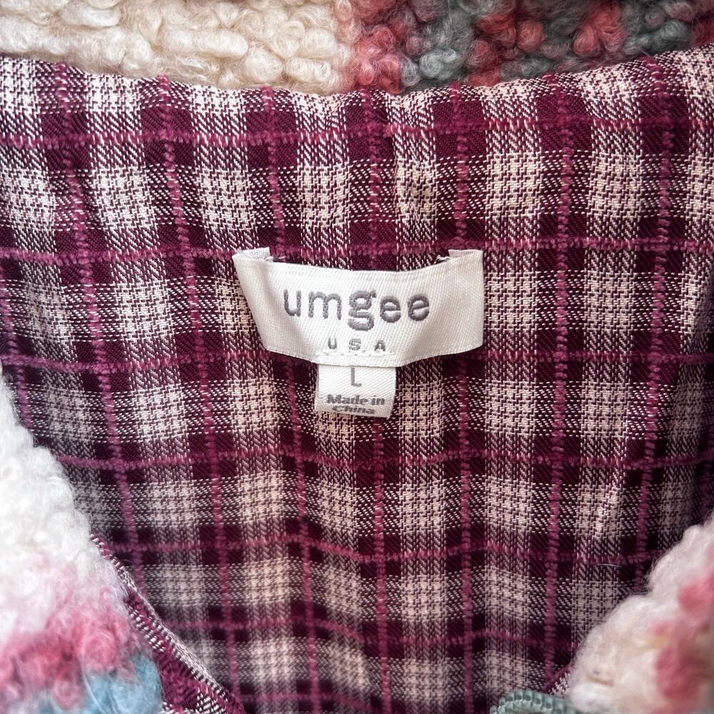 Umgee Plaid Sherpa Fleece Zip Vest Womens Large - Picture 3 of 5